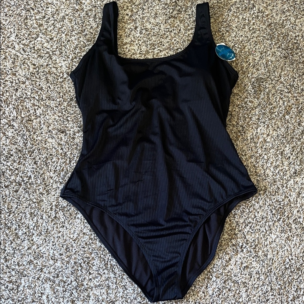 Decree Black Ribbed One-Piece Swimsuit